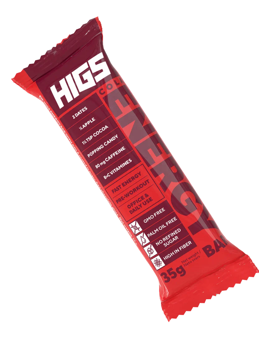 HIGS energiereep met chocoladecoating Cola 30x35g